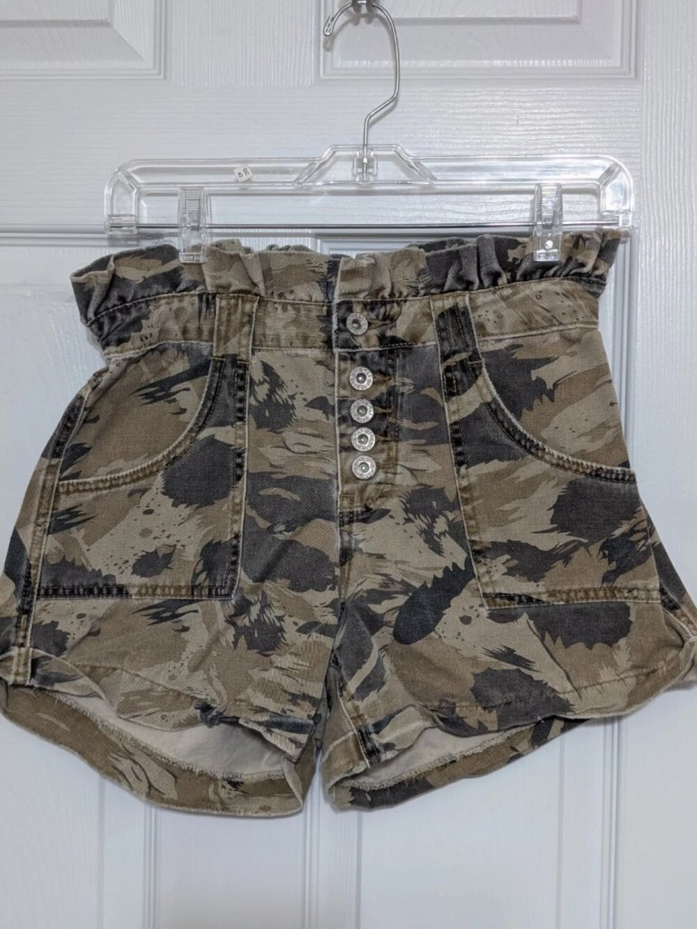 POL Camp High Waist Cargo Denim Jeans Shorts